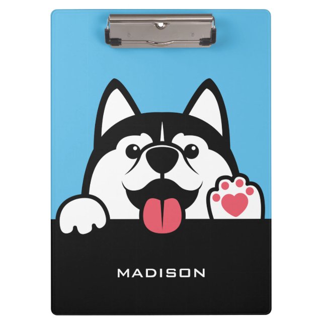 Pranchetas Nome e cor personalizados do Husky Siberiano (Frente)
