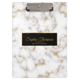 Pranchetas Nome elegante moderno do mármore do ouro branco -