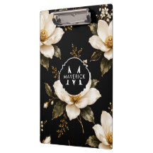 Nome Inicial no Padrão Floral de Magnólia Seamless