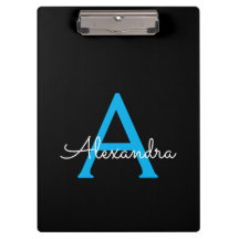 Nome Monograma Feminino Escrito Azul Preto