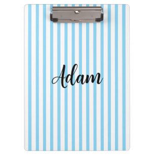 Pranchetas Nome Personalizado com Faixa Azul Branco e Letra M