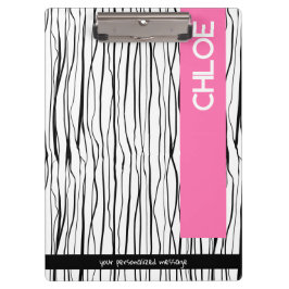 Pranchetas Nome personalizado, cor-de-rosa e preto