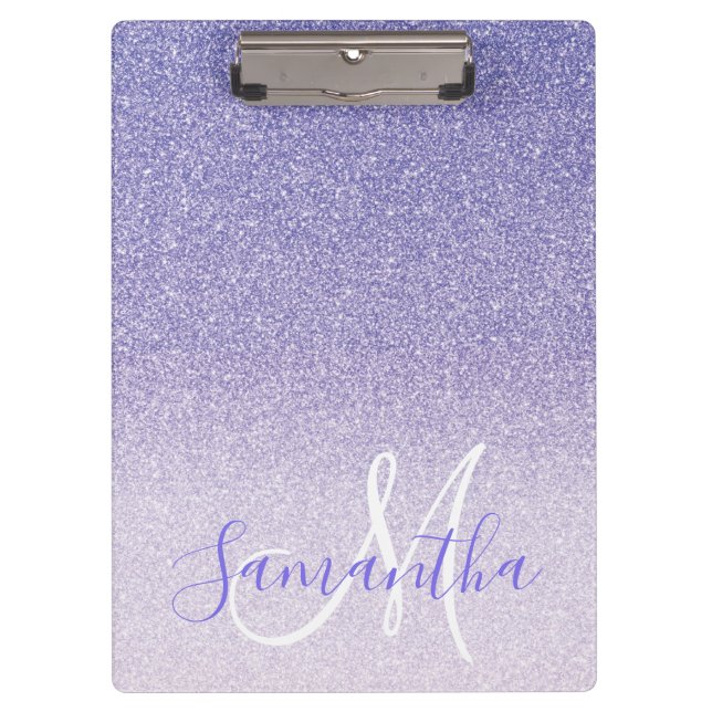Pranchetas Nome Personalizado da Glitter Roxo Moderno (Frente)