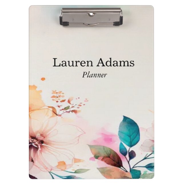 Pranchetas Nome personalizado das flores aquáticas cor pastel (Frente)