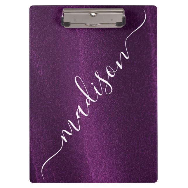 Pranchetas Nome Personalizado do Shimmer Glitter Roxo (Frente)