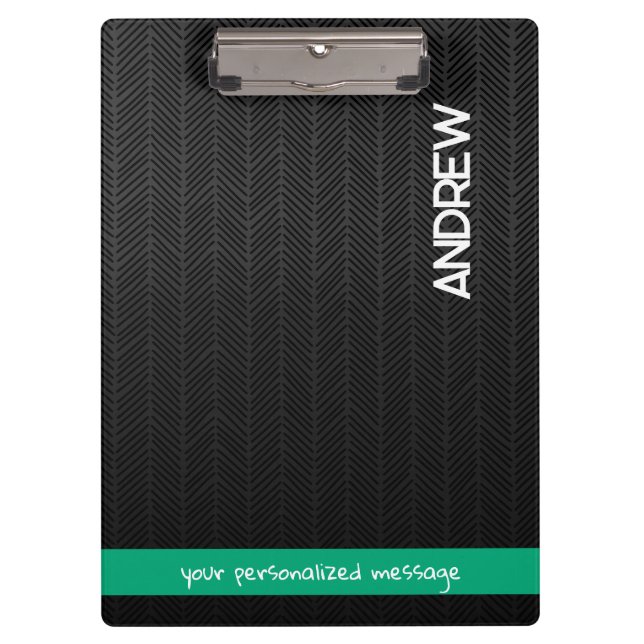 Pranchetas Nome personalizado e mensagem personalizada preto  (Frente)