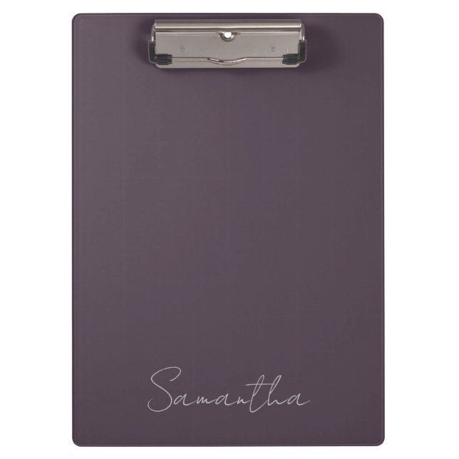 Pranchetas Nome Personalizado Elegante Taupe Roxo (Frente)
