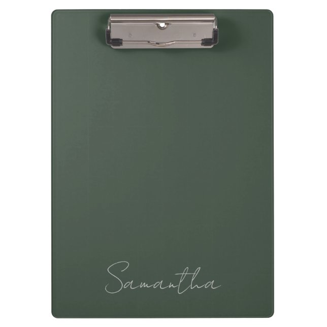 Pranchetas Nome personalizado elegante Verde escuro (Frente)