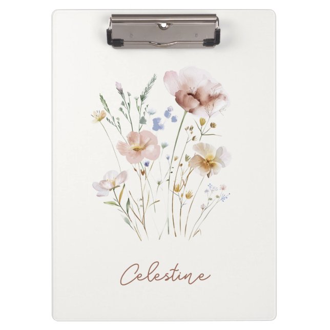 Pranchetas Nome Personalizado Floral Macio Moderno (Frente)