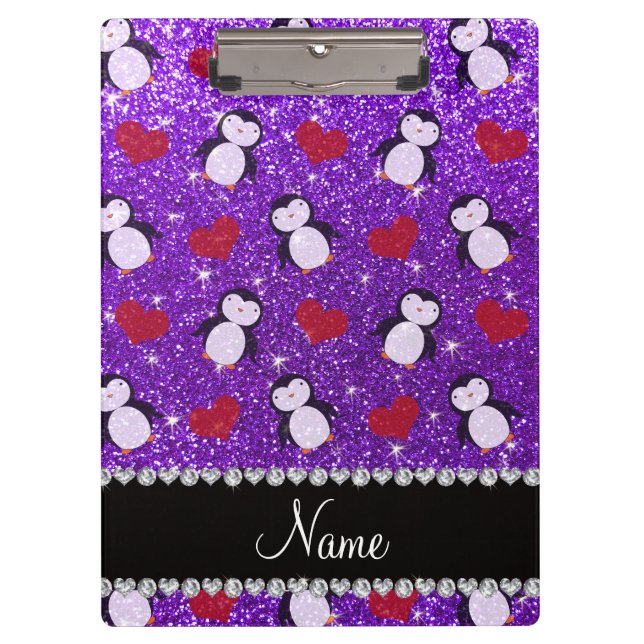Pranchetas Nome personalizado pinguins pinguins púrpura (Frente)