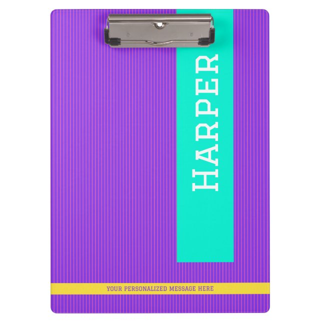 Pranchetas Nome Personalizado Roxo da Tendência (Frente)