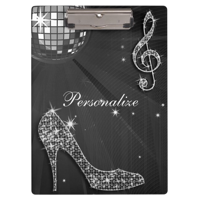 Pranchetas Nota Musical e Salto Alto Brilhantes (Frente)