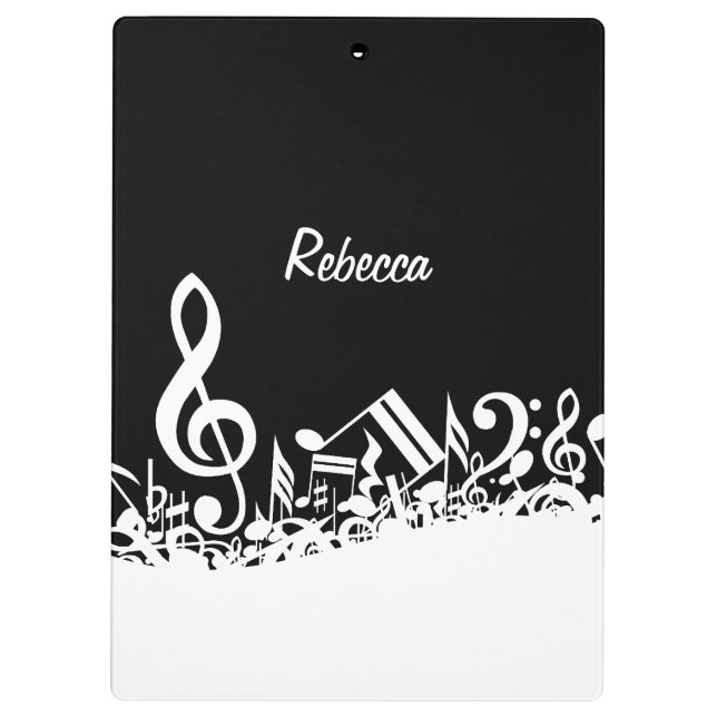 Pranchetas Notas musicais misturadas brancas personalizadas (Verso)