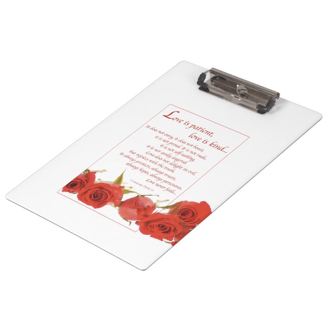 Pranchetas O amor é a Rosa vermelha do paciente (Inclinado)