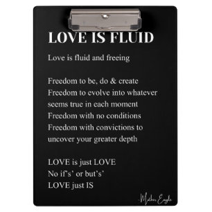 Pranchetas O amor é poema fluido poesia wall art poster black