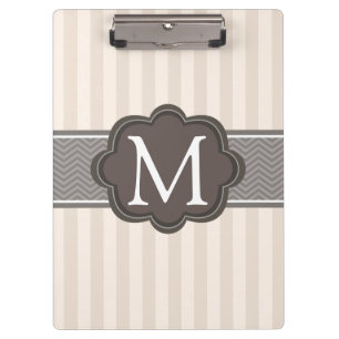 Pranchetas O bege elegante do marfim listra o monograma do