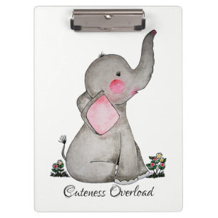 Pranchetas O elefante bonito do bebê da aguarela com cora &