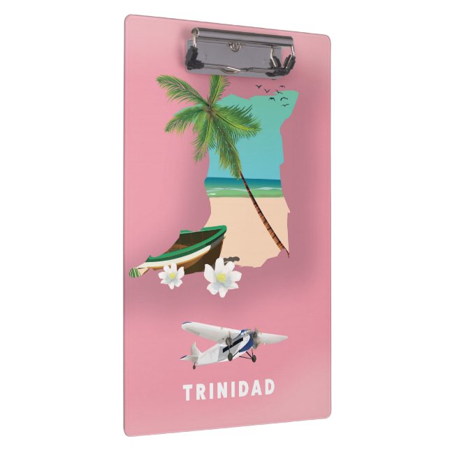 Pranchetas O mapa de Trinidad ilustrou o poster de viagens. (Direita)
