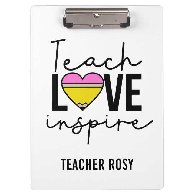 Pranchetas O Teach Love inspira Clipboards de Professores Per (Frente)