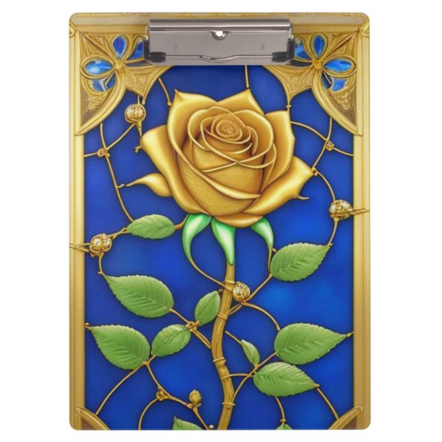 Pranchetas Obra de Arte Rosa Dourada Ornamentada (Frente)
