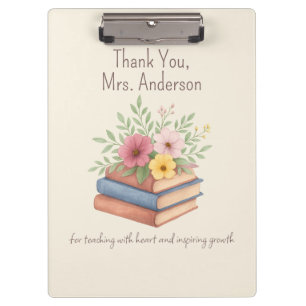 Pranchetas Obrigado Professora - Manuais e Flores de Aquarela