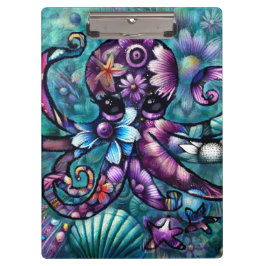 Pranchetas Octopus Floral Teal Roxo Azul Costeira
