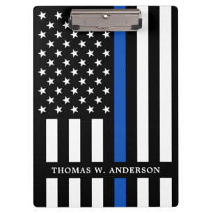 Pranchetas Oficial de Polícia Nome Personalizado Thin Blue L