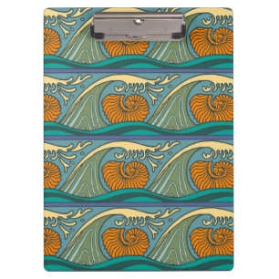 Pranchetas Ondas do Oceano Azul Padrão Naufrágio Art Nouveau