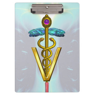 Pranchetas OURO CADUCEUS SÍMBOLO VETERINÁRIO / Azul Teal Br