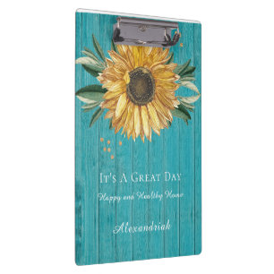 Pranchetas Ouro Russo Girassol Teal Azul Celeiro Madeira