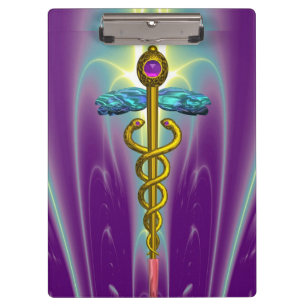 Pranchetas OURO SÍMBOLO DE CADUEUS MONOGRAMA Verde Roxo