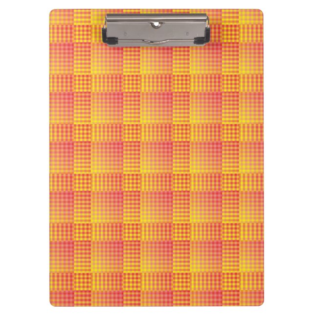 Pranchetas Padrão Abstrato Xadrez Vermelho Amarelo (Frente)