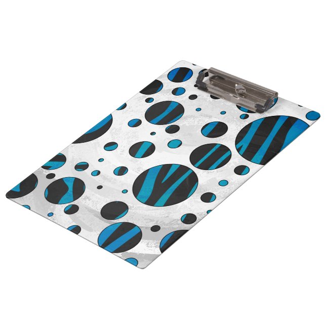 Pranchetas Padrão bolinhas Zebra Preto e Azul (Inclinado)