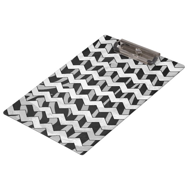 Pranchetas Padrão Chevron Zebra preto e Cinza (Inclinado)