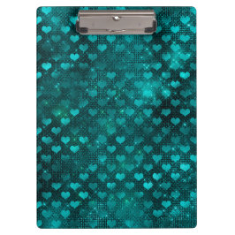 Pranchetas Padrão de Corações com Glitter Glam Ombre Turquesa