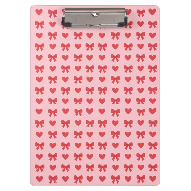 Pranchetas Padrão de Corações e Laços Rosa Doce (Frente)
