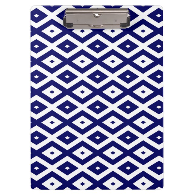 Pranchetas Padrão de diamante branco e azul-marinho (Frente)