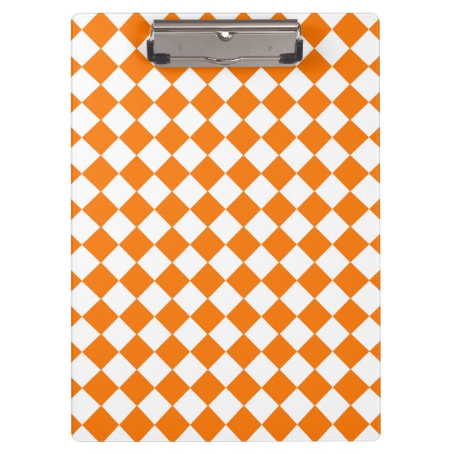 Pranchetas Padrão de Diamante de Xadrez Laranja Branco (Frente)