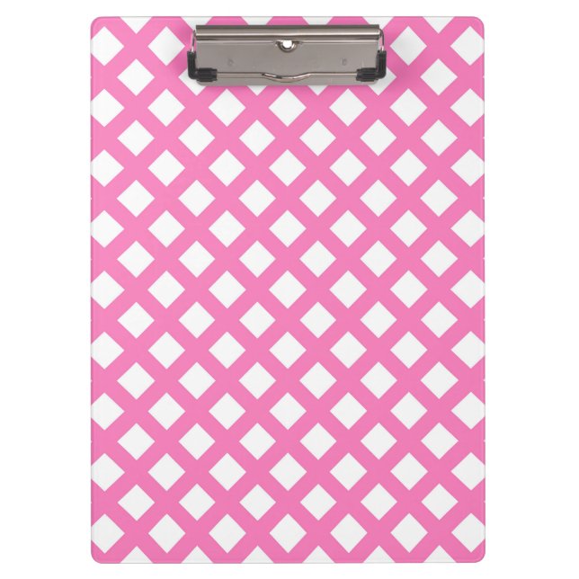 Pranchetas Padrão de diamante xadrez rosa e branco (Frente)