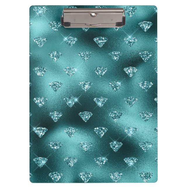 Pranchetas Padrão de Diamantes com Glitter Glam Ombre Turques (Frente)