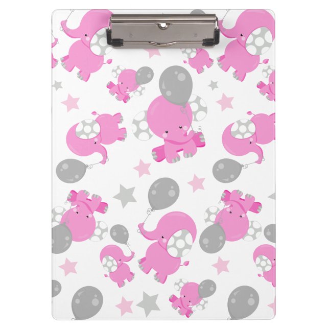 Pranchetas Padrão De Elefantes Rosa, Elefantes Cutes, Estrela (Frente)