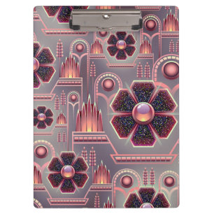 Pranchetas Padrão de flores da arte deco púrpura geométrica d