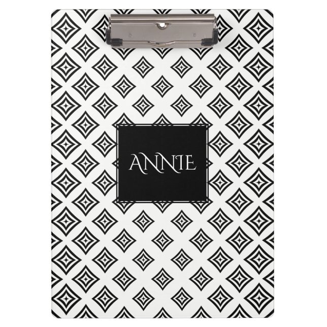 Pranchetas Padrão de Formas Geométricas Pretas (Frente)