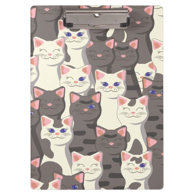 Pranchetas Padrão de gatos brancos e cinzas (Frente)