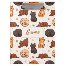 Padrão de Gatos Fofos Nome Monograma Personalizado