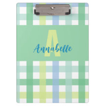 Padrão de Gingham do Pastel Monograma do Limão Ver