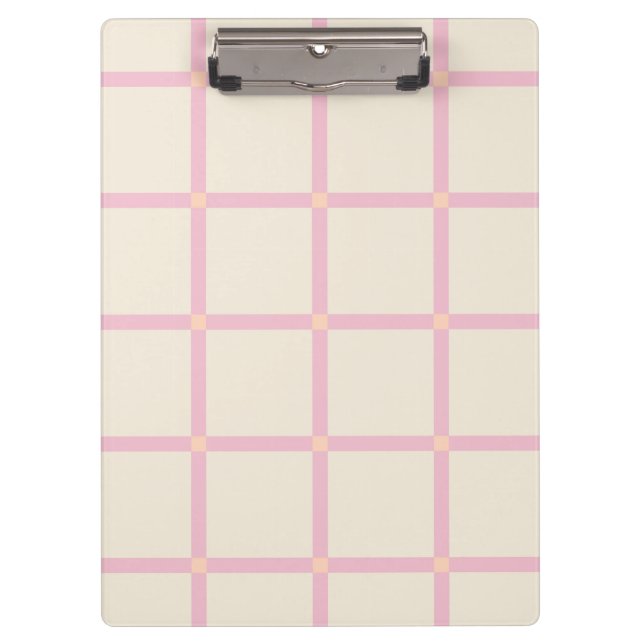 Pranchetas Padrão de Grade Bege e Rosa Suave (Frente)