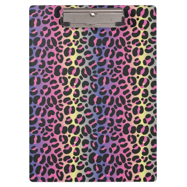 Pranchetas Padrão de Impressão Animal Leopardo Arco-Íris (Frente)