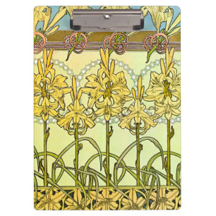 Pranchetas Padrão de Lírio Art Nouveau de Alphonse Mucha Anti