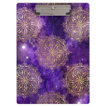 Padrão de Mandala Dharma da Galáxia Dourada e Roxa